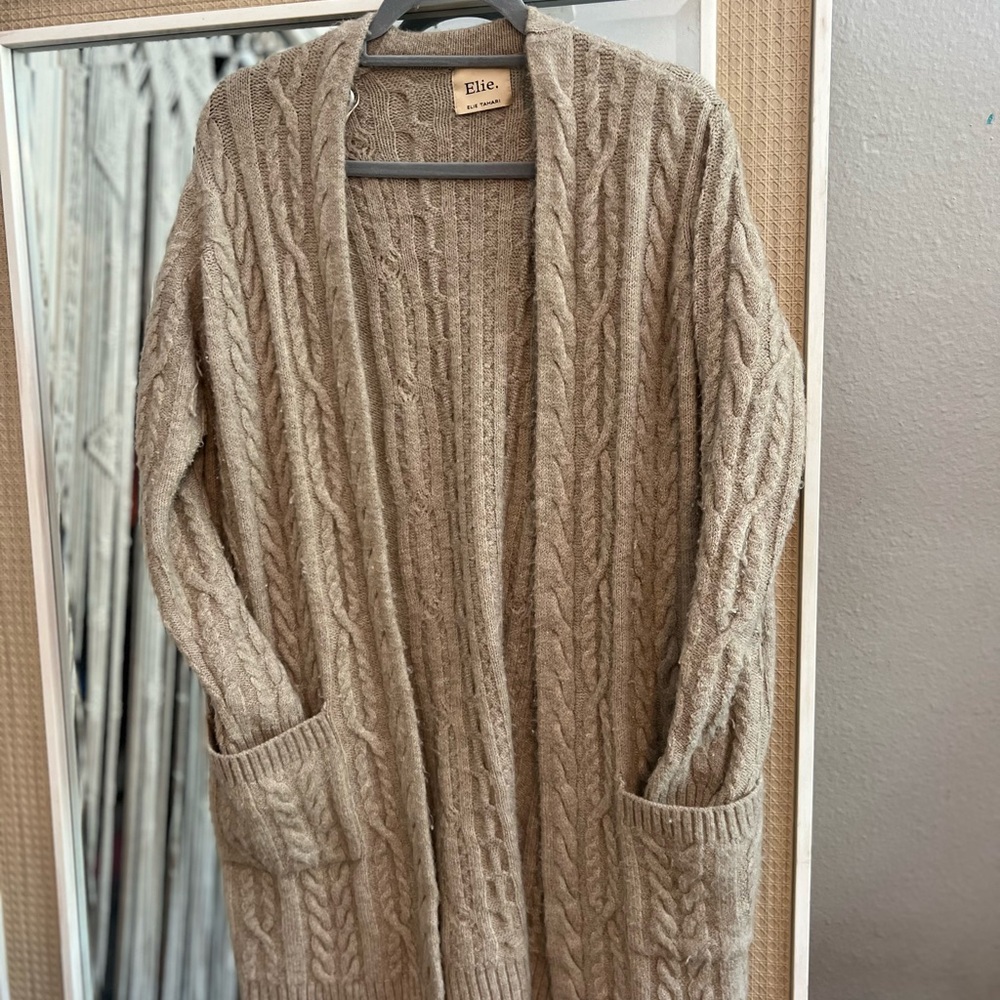 Elle Tahari long Beige Women's Sweater